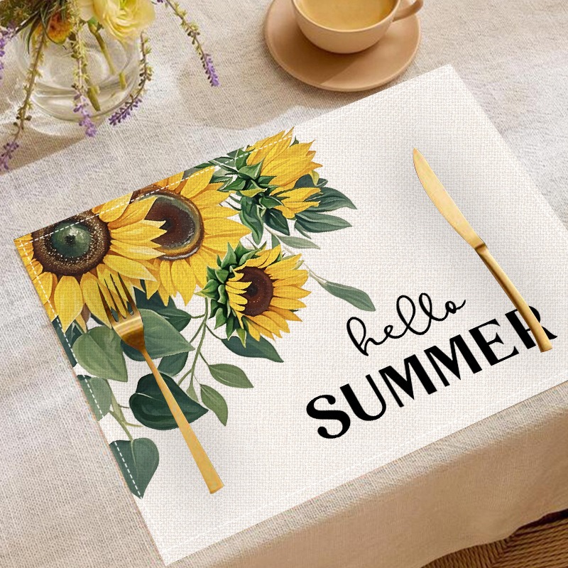 Linen Table Runner - 5 STKS Lente Zomer Bloemen Zonnebloem