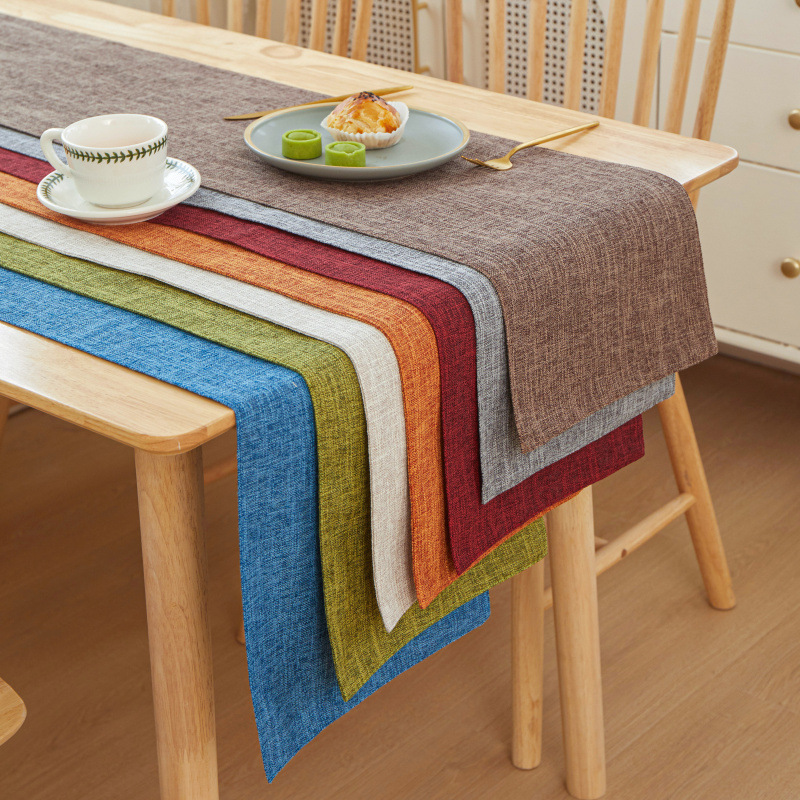 Linen Table Runner - Nieuwe Dikke Linnen Effen Kleur Licht