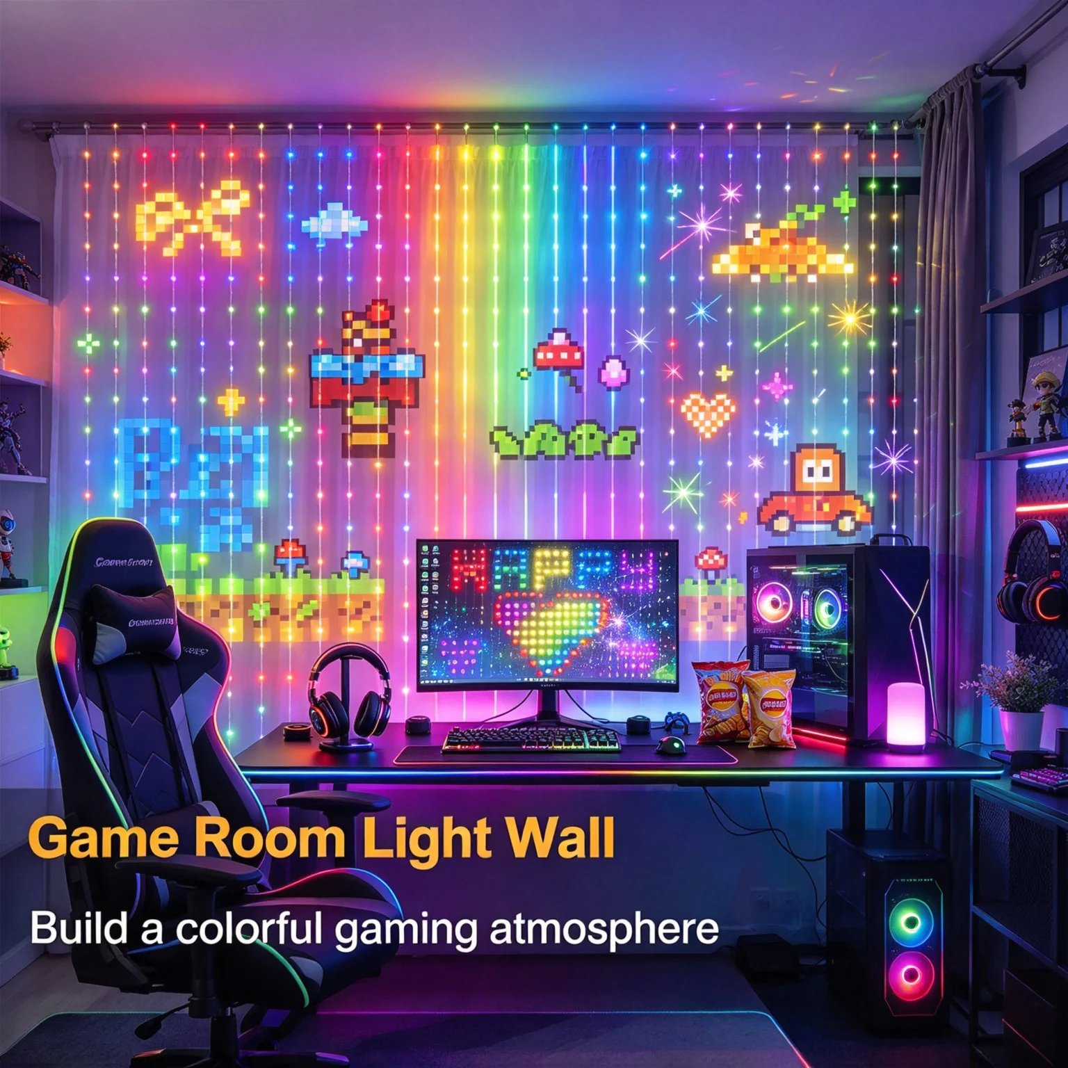 Home Decor Free App - Slimme LED-gordijnverlichting met USB, 400 LED's,