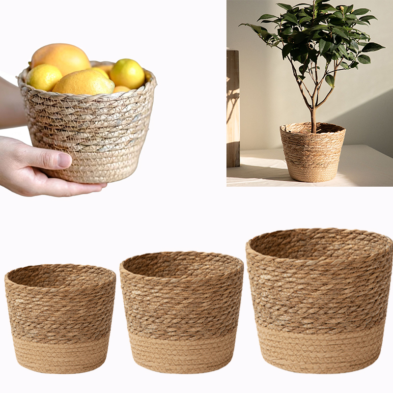 Rattan Plant Basket - Multifunctionele geweven opbergmand, rustieke decoratieve bloempot