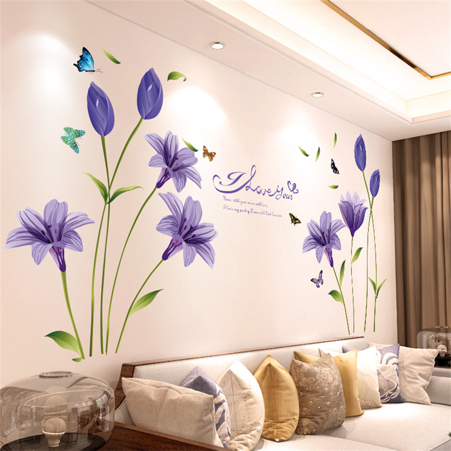 Home Decor Indonesia - DIY paarse lavendel woonkamer muurstickers decor