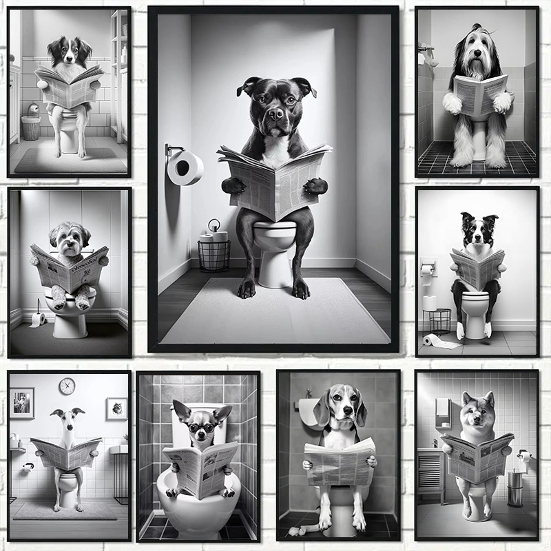 Home Decor Magazine - (1pc frameloos) Grappige dierenhond die op