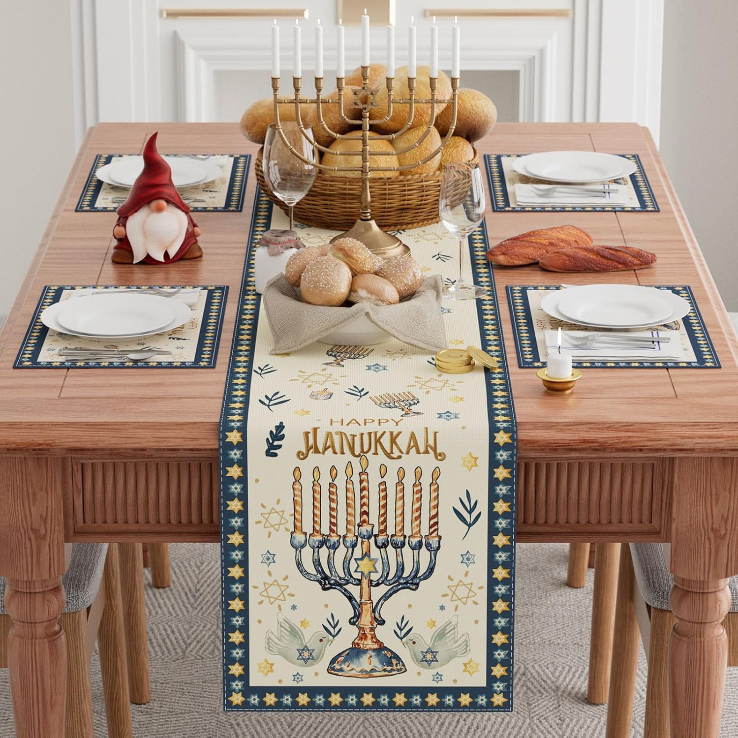 Happy Chanoeka Chanoeka Menora - Linen Table Runner recensie en prijs