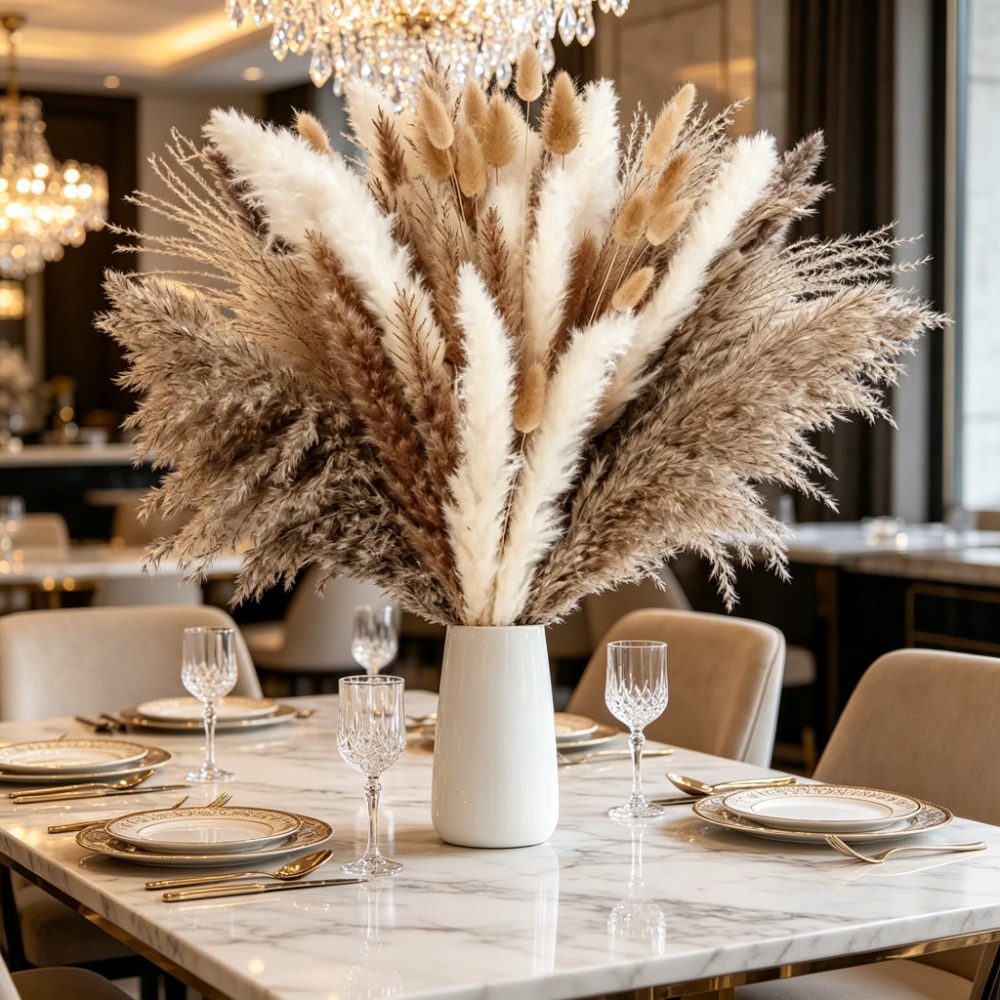 Gedroogde bloemen, bruin en wi - Pampas Grass Decor recensie en prijs