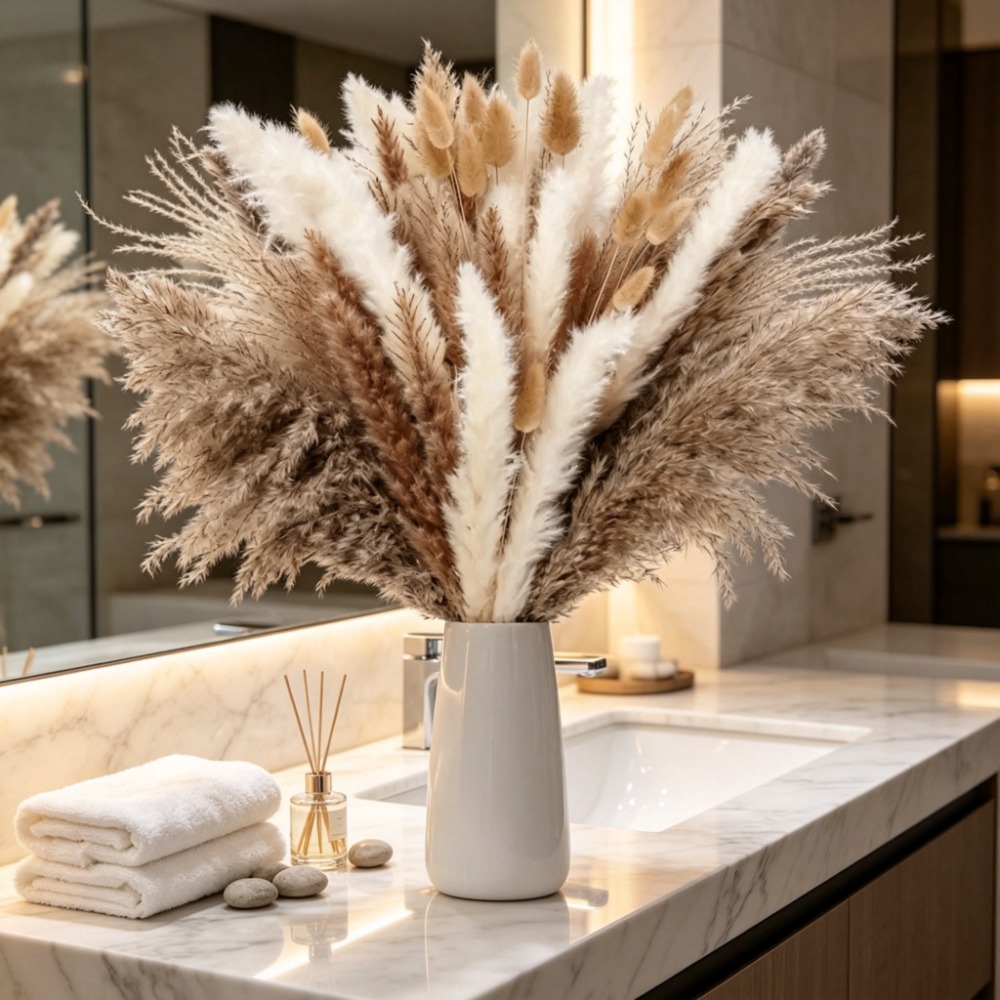 Gedroogde bloemen, bruin en wi - Pampas Grass Decor recensie en prijs
